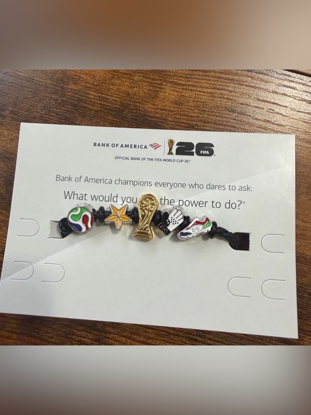FIFA 26 Gold Trophy & Soccer Charm Leather Bracelet - Black